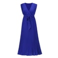 thumbnail image 4 of SAYOO Vestidos Largos de Manga con Volantes con cinturón para Mujer Verano, Vestidos de Gasa Plisados con Cuello en V de Color Sólido Casual SAYOO casual, 4 of 7