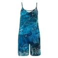 thumbnail image 5 of Summer Saving Wycnly Jumpsuits for Women Dressy Fashion Loose Baggy Spaghetti Strap Short Overalls Jumpsuits with Pocket Summer V-Neck Sleeveless Marbled Print Mini Trendy Rompers Blue l, 5 of 7