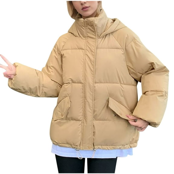 Viikei Winter Coats for Women Women's Fall and Winter Long Sleeved Warm Cotton Jacket Bread