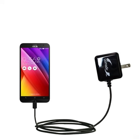 Gomadic Intelligent Compact AC Home Wall Charger suitable for the Asus ZenFone 2E - High output power with a convenient, foldable plug design - Uses T