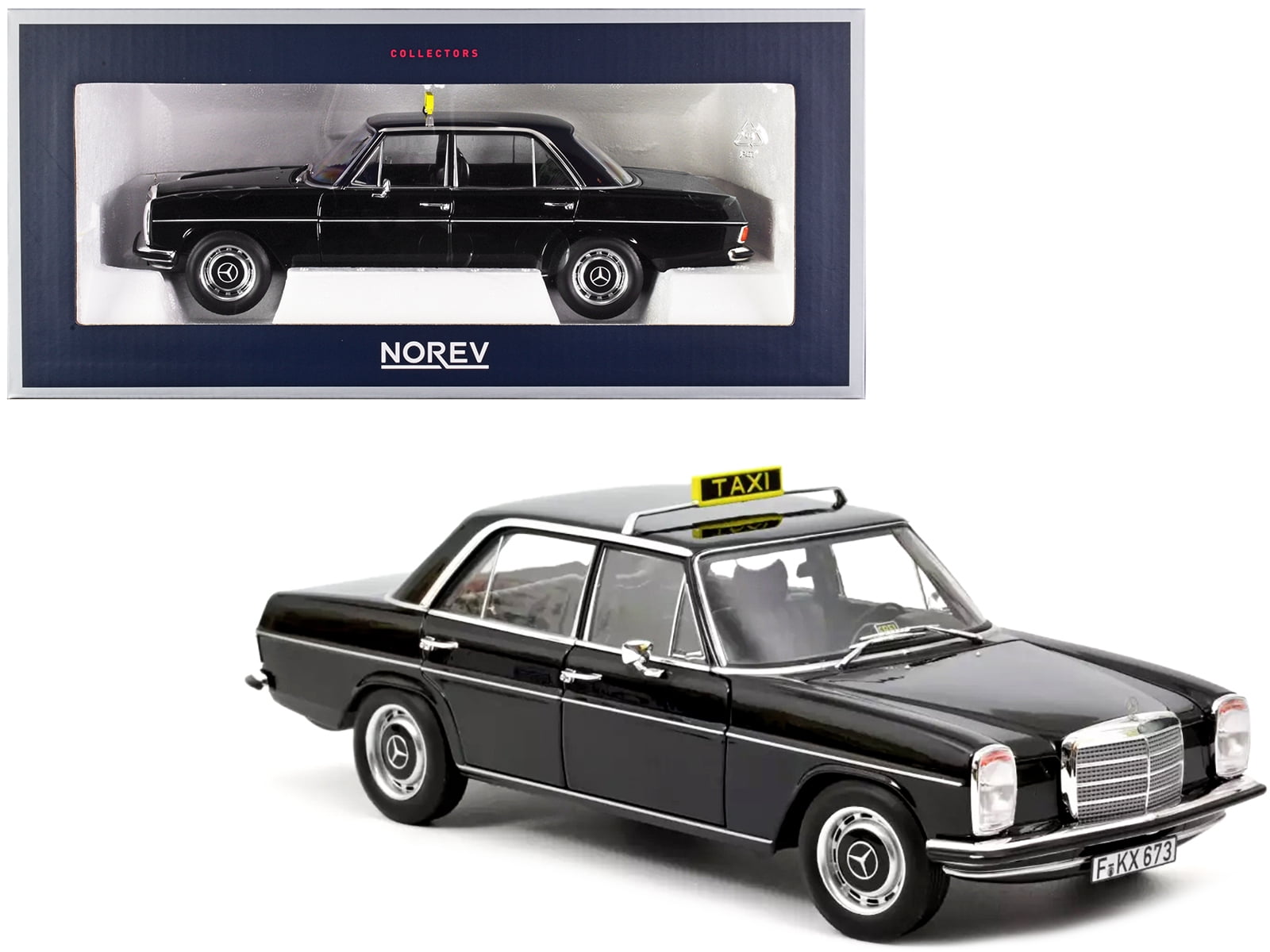 1/18 Norev Mercedes-Benz 200 W115 1968 Black Taxi Full Open