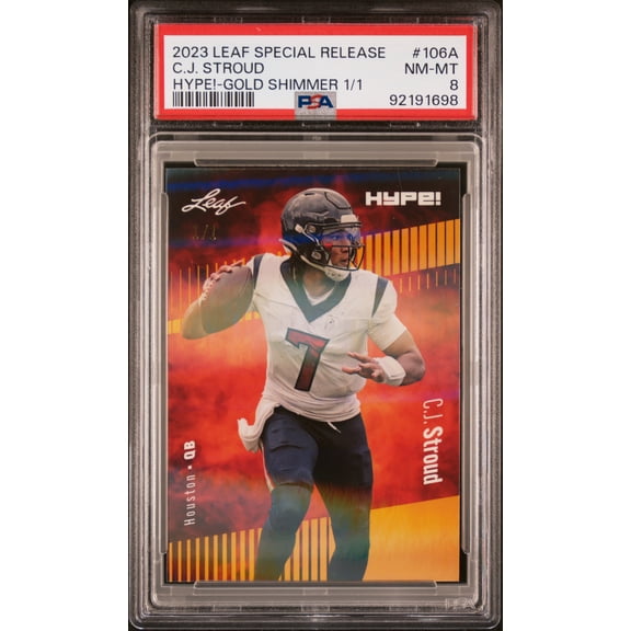 PSA 8 C.J. Stroud 2023 Leaf Hype! #106A Gold Shimmer 1/1 Rookie Card