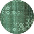 thumbnail image 1 of Ahgly Company Machine Washable Indoor Round Abstract Turquoise Blue Modern Area Rugs, 8' Round, 1 of 4