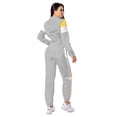 thumbnail image 4 of MintLimit Women's Casual 2 Piece Sports Tracksuit Set Solid Colorblock Striped Long Sleeve Zip Up Cropped Tops and Jogging Pants Sweatsuits, 4 of 5