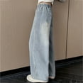 thumbnail image 5 of Girls Wide Leg Baggy Jeans Kids Fashion Pleated Elastic High Waist Denim Pants with Pockets 5-14 Years Flare Jeans For Girls Size 8, 5 of 7