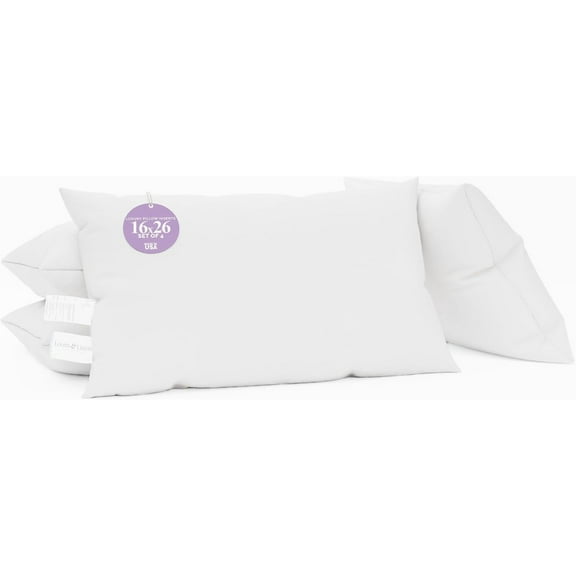 16x26 inch Lumbar Pillow Insert Boudoir Pillow with Down Alternative Filling by Looms and Linens - American Made Pillow - Set of 4 Throw Pillow Insert