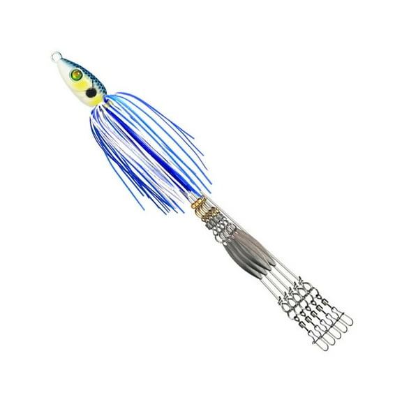 YAAQII for 5 Arms Alabama Umbrella Rig Willow Blade Multi-Lure Fishing Rig for Bass Stripers Shad Spinner Bait Kit with Swivels Spoons Steel Wire 22cm 18g