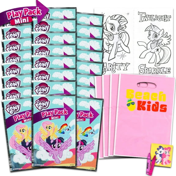 My Little Pony Mini Party Favors Set for Kids - Bundle with 24 Mini MLP Grab n Go Play Packs with Coloring Pages, Stickers and More (My Little Pony Birthday Party Supplies)