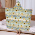 thumbnail image 5 of Sunflower and Daisy Blue Pattern Hooded Bath Towel Wrap for Teens Ages 3 To 12, Soft Lightweight Quick Dry Microfiber Bath Beach Pool, 60"x35", 5 of 6