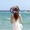 thumbnail image 6 of Wxqbjtam 2 in 1 Bamboo Fan Foldable Sun Hat Floral Sunscreen Cap Portable Multifunctional black peony, 6 of 9
