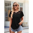 thumbnail image 5 of Women'S Short Sleeve Shirts Dressy Lace Summer Tops 2025 Spring Trendy Casual T-Shirts Cute Blouses Black XXL, 5 of 8