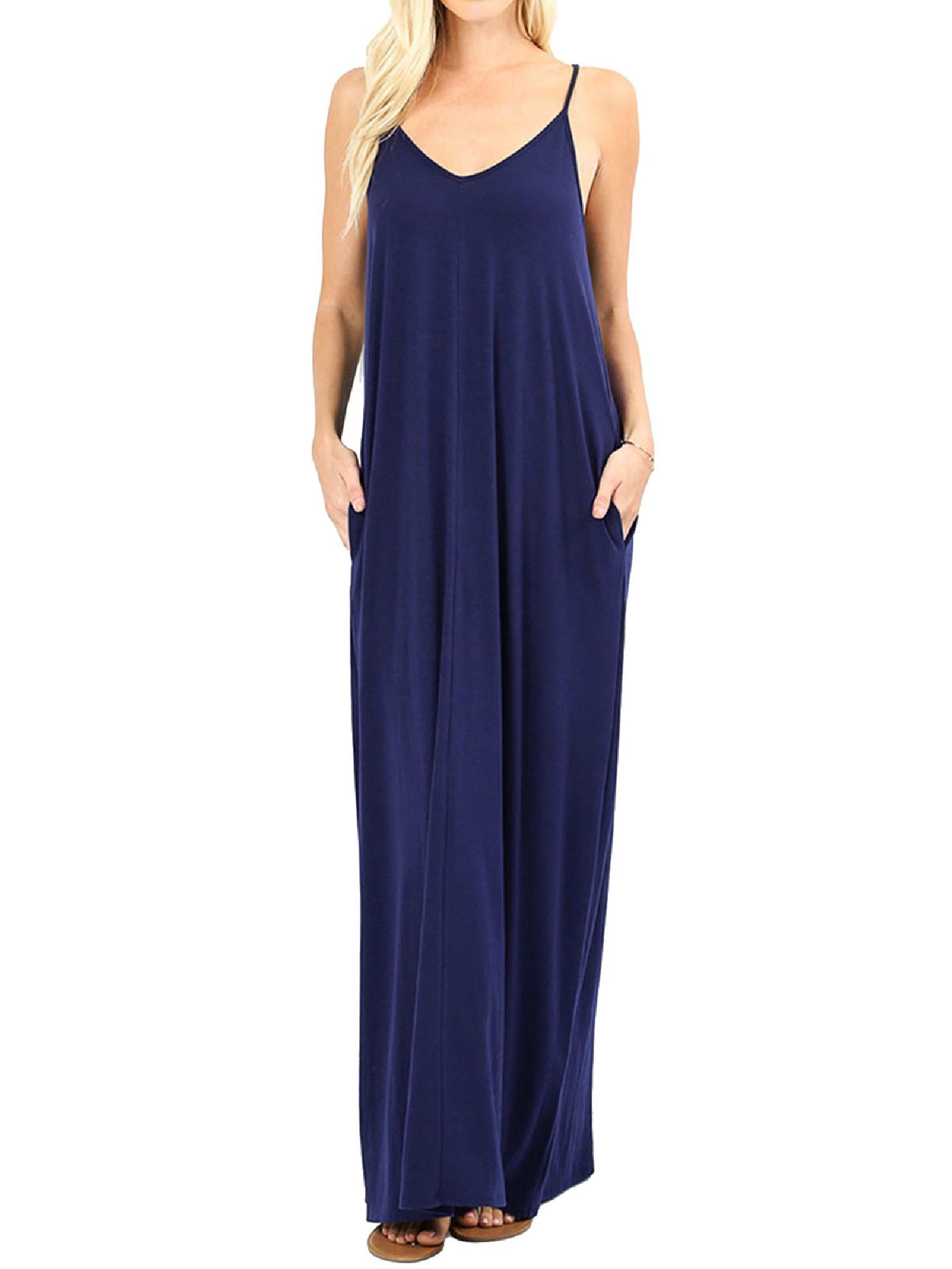 plain navy maxi dress