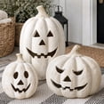thumbnail image 4 of 9 PC Fall Decor - Halloween Handmade Resin Pumpkin Jack O' Lantern Decorations for Outdoor Indoor, Cute Spooky Decoration Centerpieces for Tables Porch Yard Home Kitchen Front Door Mantel, 4 of 20