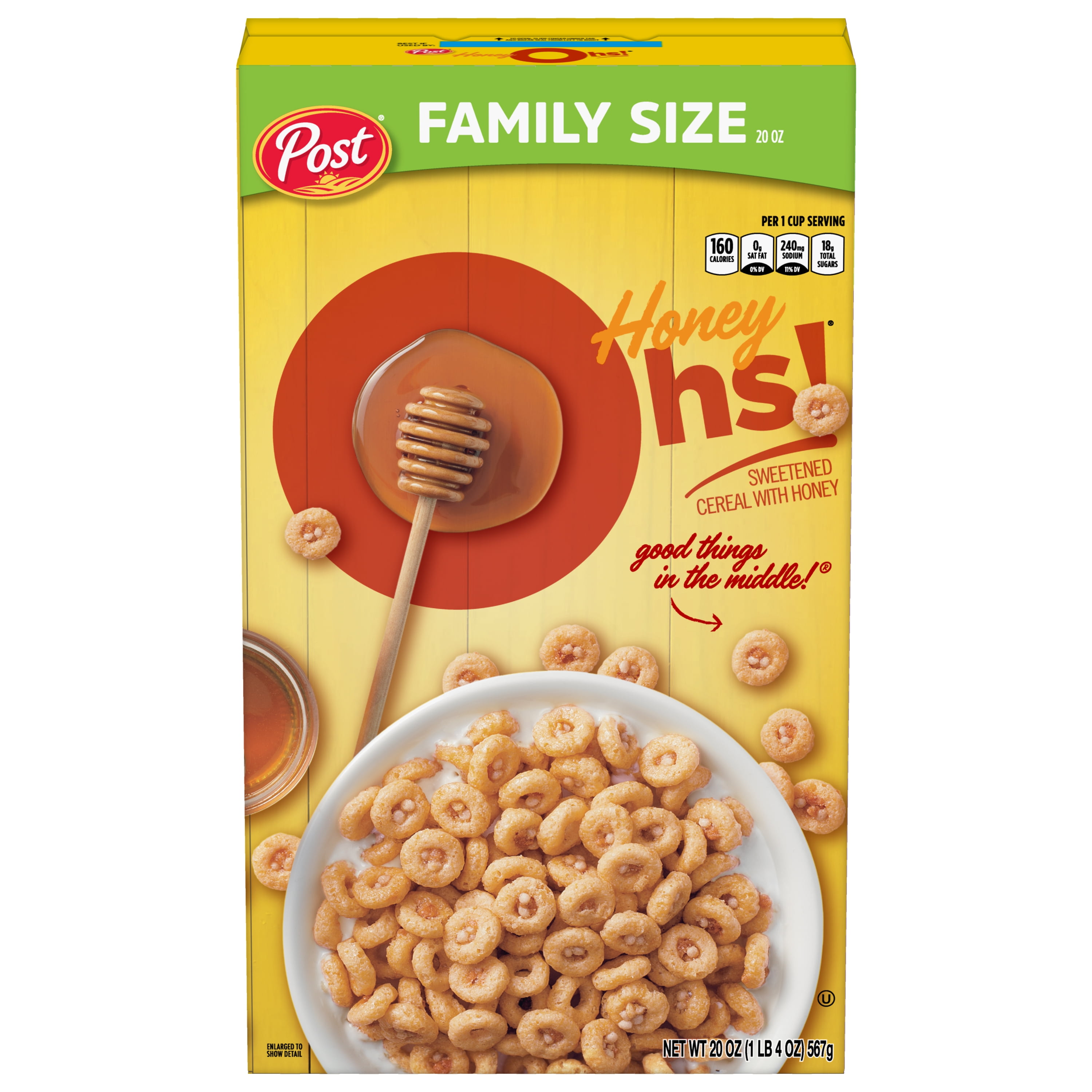 Post Honey Oh!s® cereal, Filled Ohs Breakfast Cereal, Breakfast Snacks, 20 oz – 1 count