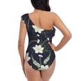 thumbnail image 5 of Rateoe Lilies Flowers Pattern Women One Piece Swimsuits Tummy Control One Shoulder Bathing Suits Ruffle Swimwear-, 5 of 6