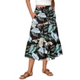 thumbnail image 3 of Women's Floral Midi Skirt, Drawstring High Waist Tiered Pleated Skirt, Casual Boho Skirt for Vacation, Daily Wear and Spring Outfits,Navy,M, 3 of 7