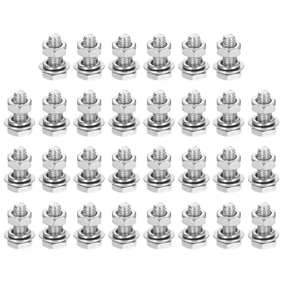 M3 x 8mm 304 Stainless Steel Hex Head Screws Bolts, Nuts, Flat & Lock Washers Assortment Kit, 50 Sets