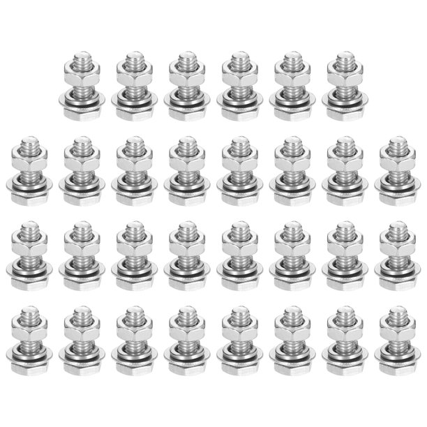 M3 x 8mm 304 Acero Inoxidable Tornillos Hexagonales, Tuercas, Kit de Surtido de Arandelas Planas y de Bloqueo, 50 Juegos