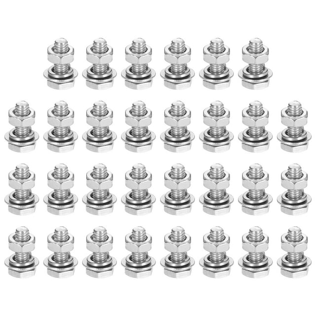 M3 x 8mm 304 Acero Inoxidable Tornillos Hexagonales, Tuercas, Kit de Surtido de Arandelas Planas y de Bloqueo, 50 Juegos