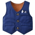 thumbnail image 4 of famuka Traje formal de 3 piezas para bebé niño con lazos, chaleco, esmoquin para caballero (azul marino 3 18-24 meses), 4 of 5