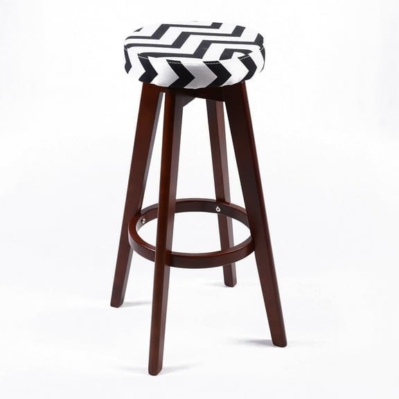 Nottingham Contemporary Wood/Fabric Barstool - Black/White Chevron