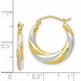 thumbnail image 3 of 10K Yellow With Rhodium & Twist Hollow Hoop Earrings (20 X 19) Made In Indonesia 10er270, 3 of 6