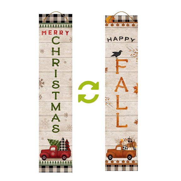 Briarwood Lane Fall Double Sided Reversible Pine Porch Leaner 47x9.5 Fall Winter Truck For Fall Porch Leaner
