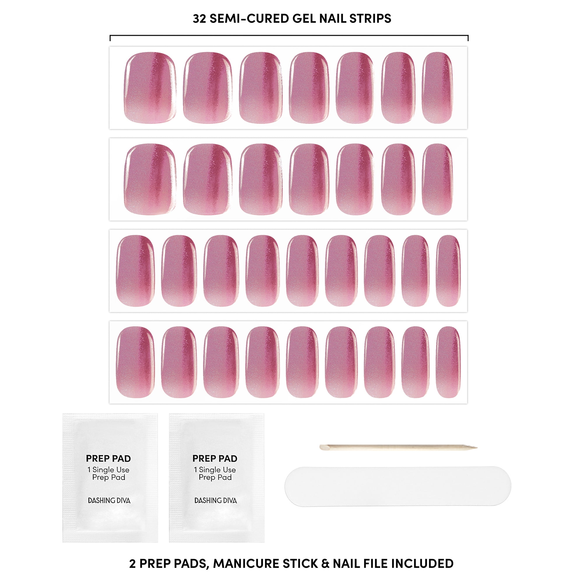 Dashing Diva Glaze Semi-Cured Gel Nail Stickers, Sangria Glaze, 32 Count