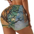 thumbnail image 1 of Fotbe Seasonal Tree Reflection Shorts Sin Costuras – Shorts Deportivos de Cintura Alta para Mujer, Elásticos para Gimnasio, Yoga, Running o Ciclismo-Large, 1 of 8
