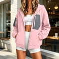 thumbnail image 3 of HomeDM Sweatshirt for Women Long Sleeve Full-Zip Hooded with Pocket Color Block Casual Outerwear, 3 of 8