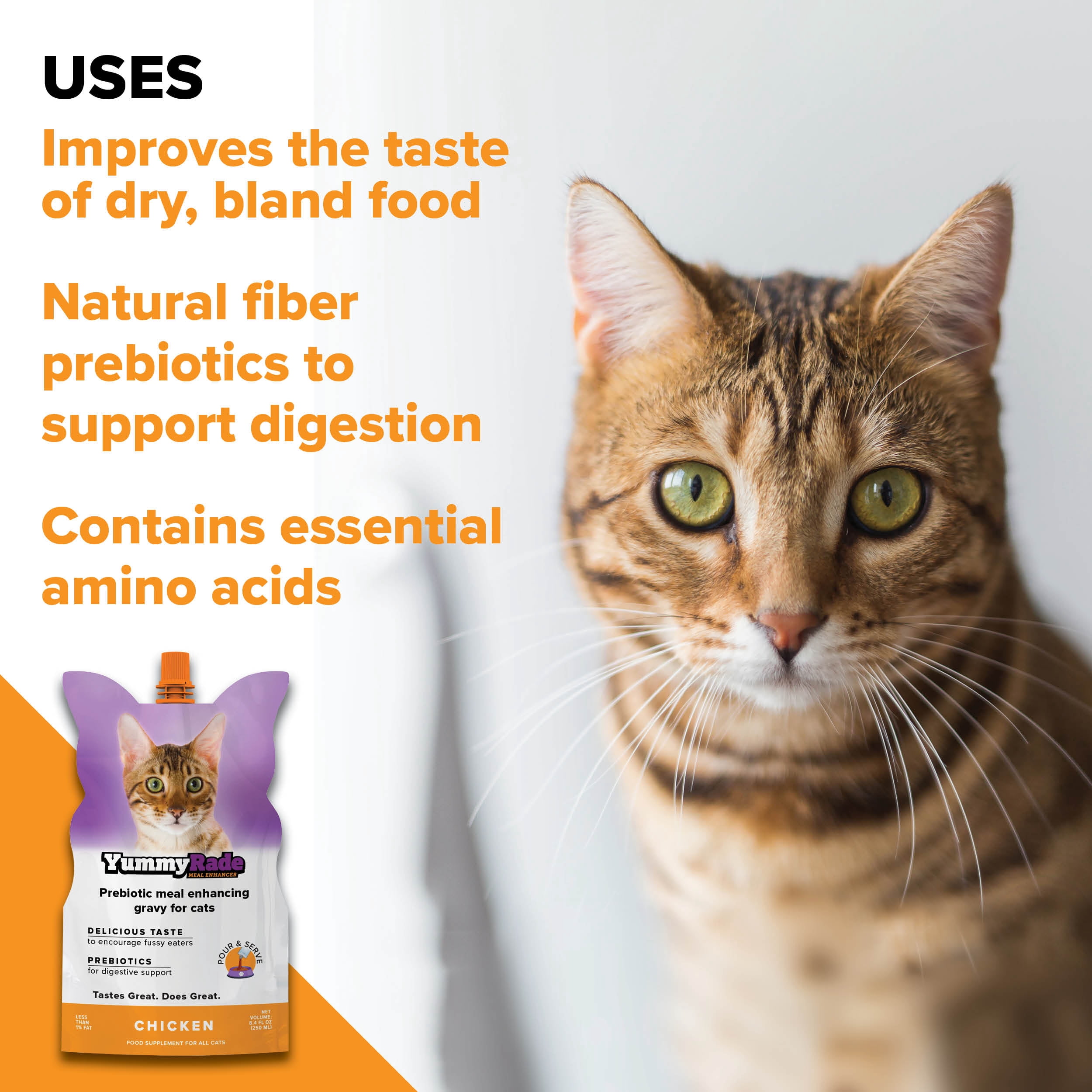 YummyRade Prebiotic Gravy Topper for Cats/Gut & Immune Support/ 3 pack