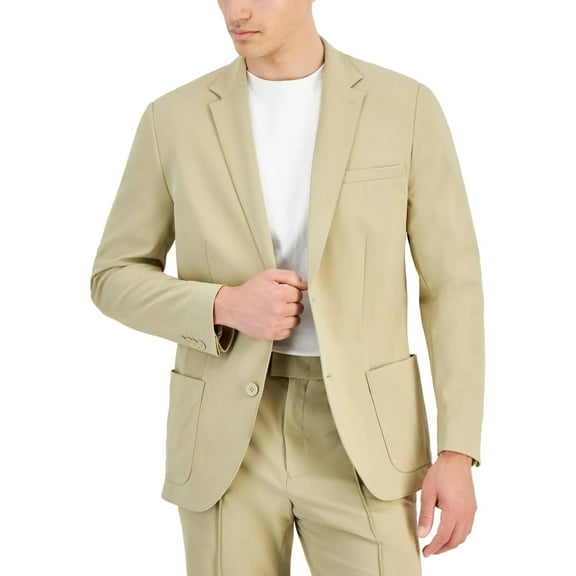 Alfani Patch Pocket Blazer Men's Medium 36-38R Twill Beige Alfatech Notch Lapel