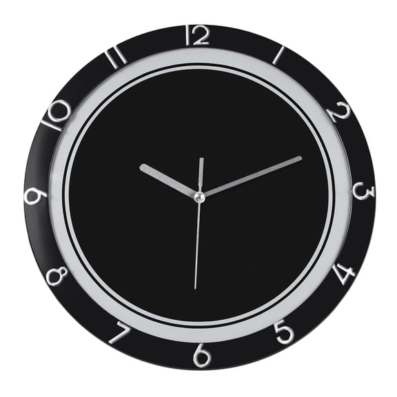 12" Modern Simple Wall Clock Indoor Non-Ticking Silen Wall Clock, Black