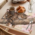 thumbnail image 3 of Sleeping Cat Spring Placemats Set of 6 Pink Cherry Blossoms Branches Place Mats Indoor Wipeable Table Mats Washable Cloth Dining Table Placemats for Kitchen Holiday Party Home Decor 13x19 Inch, 3 of 9