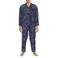 thumbnail image 3 of Balery Watercolor Indigo Pijama para Hombre de Dos Piezas con Manga Larga, Conjunto de Dormir y Descanso Suave con Bolsillos-Large, 3 of 7