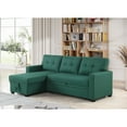 thumbnail image 4 of Hommoo 2 in 1 Pull Out Couch Bed Upholstered Sectional Sofa with Storage & Chaise, Convertible L Shaped Sleeper Sofa for Home,Green, 4 of 5