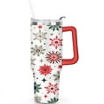 thumbnail image 2 of Snowflakes 40 Oz Tumbler with Handle Lid and Straw Stainless Steel Double Walled Vacuum Insulated Cup Merry Christmas Gifts Tumbler for Women Men Friends Outdoor Indoor, 2 of 6