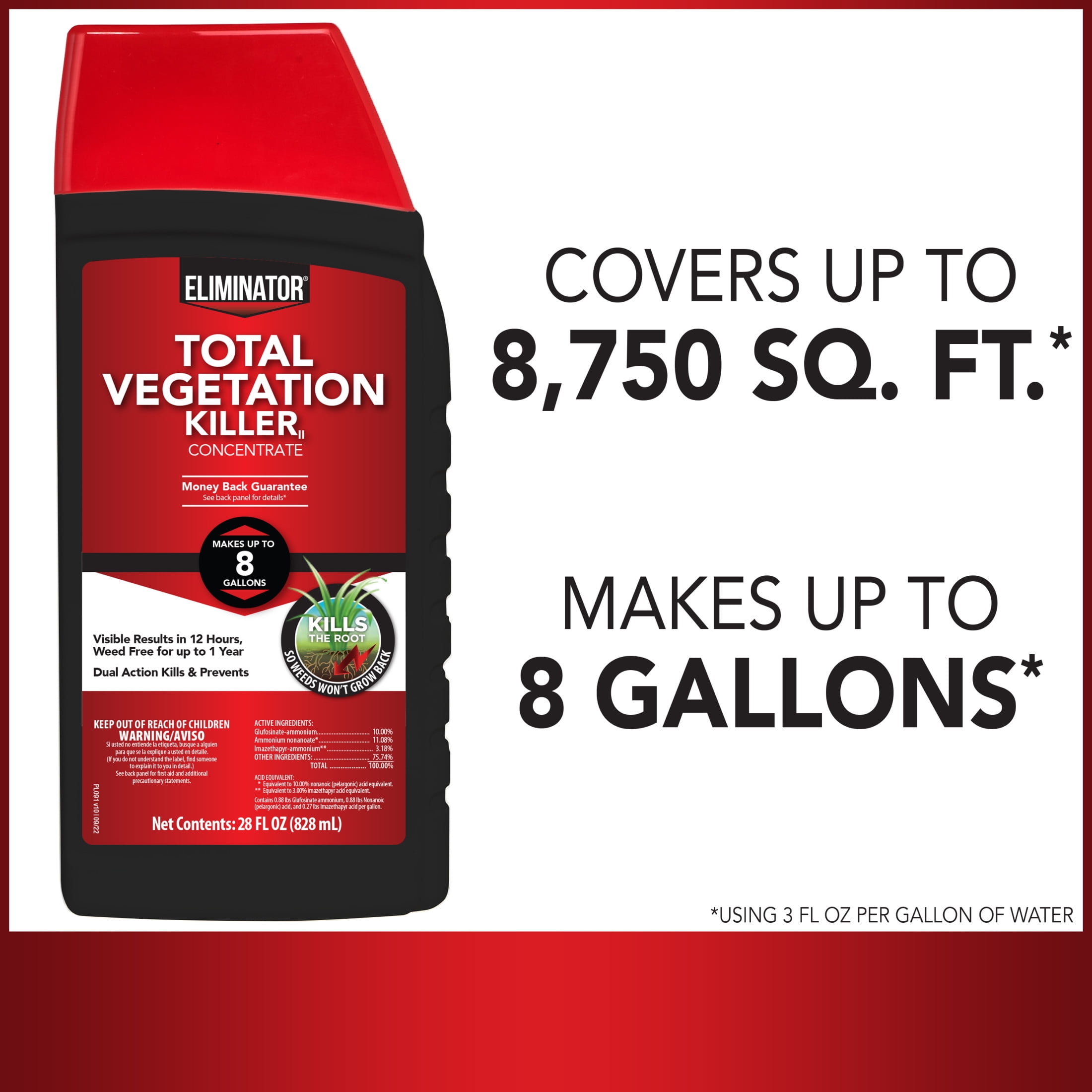 Eliminator Total Vegetation Killer II, Herbicide Concentrate, 28 Fl Oz, Covers Up To 8,750 Sq Ft
