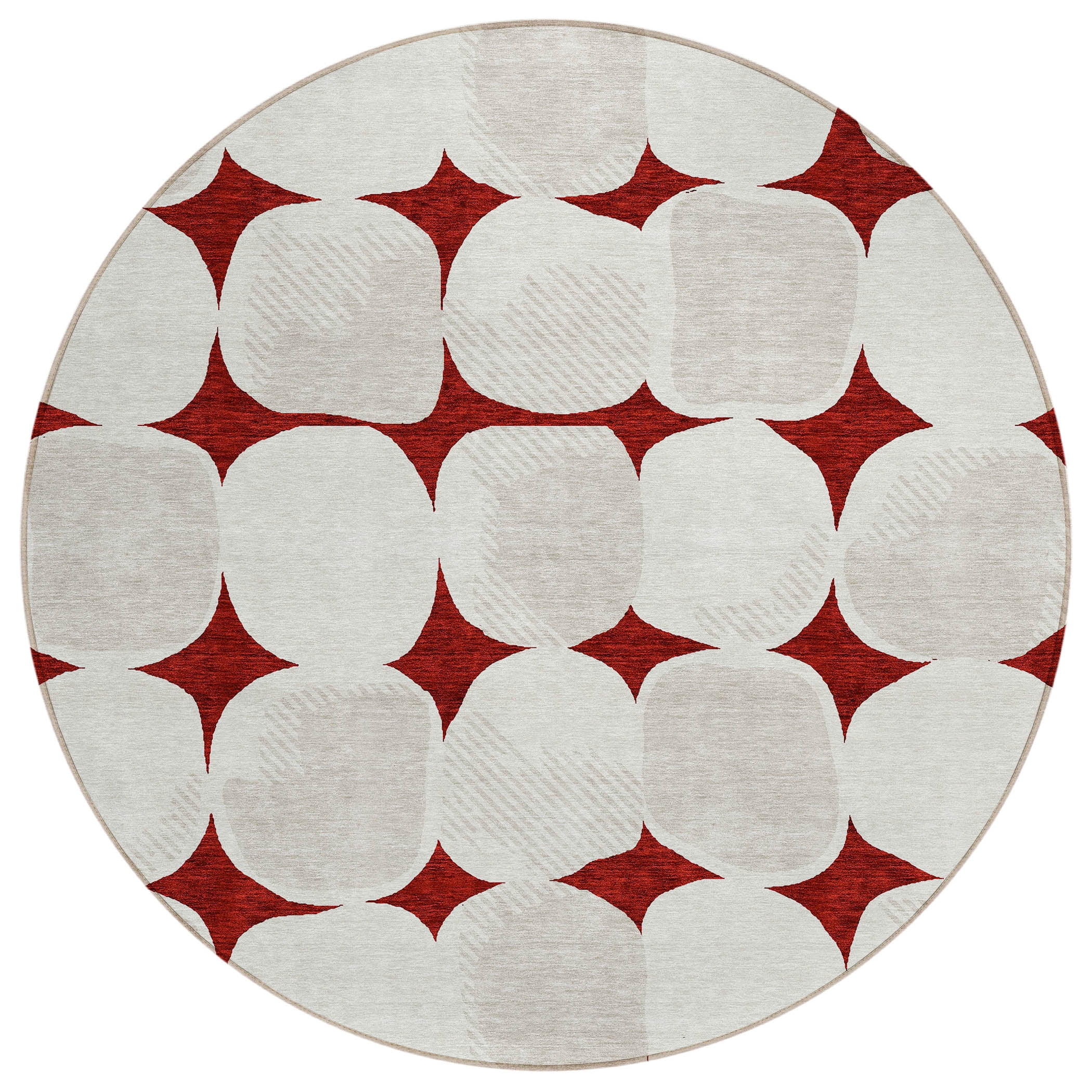 Addison Rugs Chantille Indoor/Outdoor Transitional Circles Burgundy Washable Round Rug, 8' x 8'