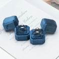 thumbnail image 5 of Small Velvet Ring Box Cut Edge Octagon for Wedding Engagement(Dark Blue), 5 of 6