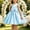 Blue, variant on Girls' Satin Sleeveless Formal Party Dress, Square Neck, Large Bow Decor, Flared Swing Midi Skirt, Flower Girl Style, Suitable For Wedding Ceremonies, Birthday Banquets Purple 1-2 Years