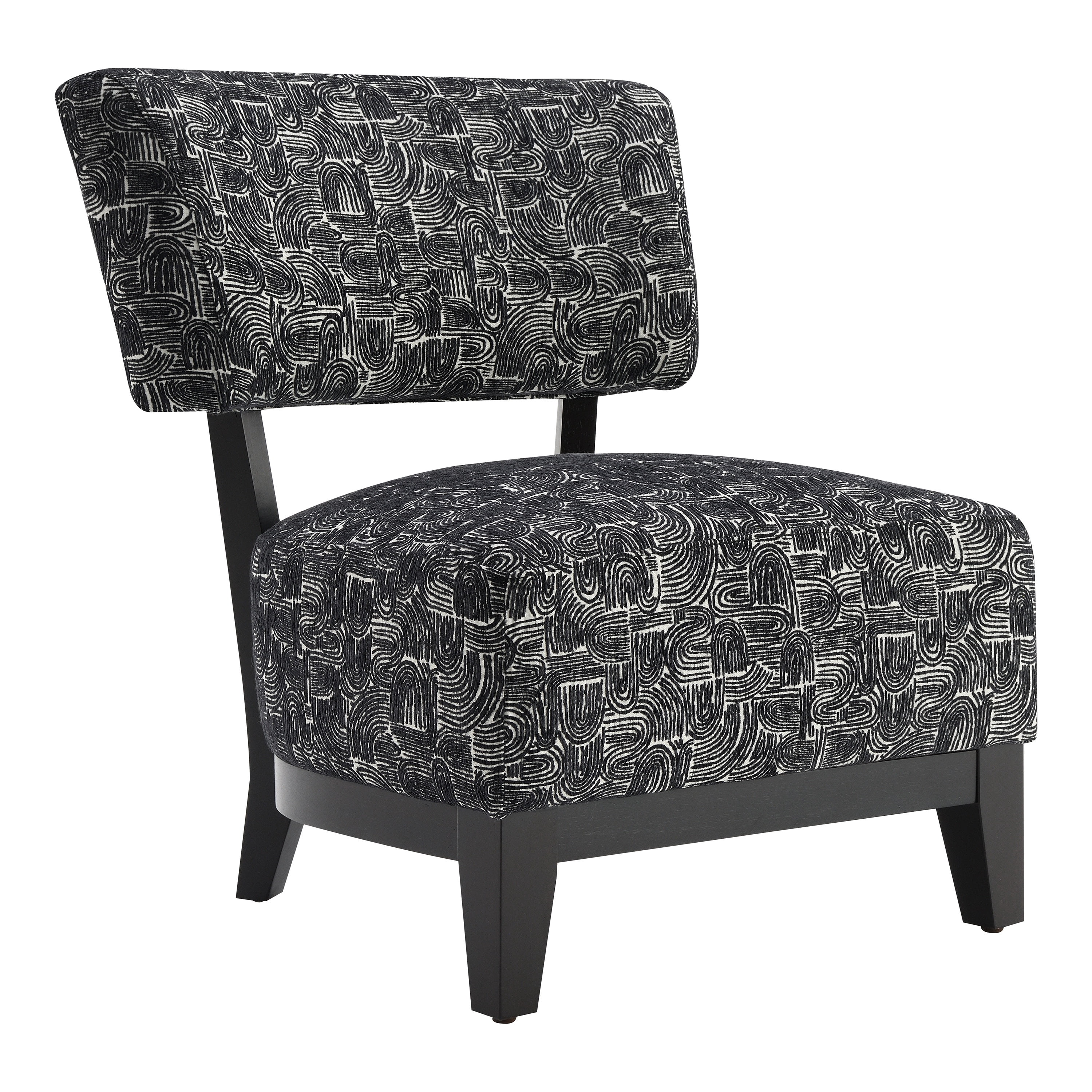 Furniture of America Swene Modern Fabric Abstract Pattern Accent Chair, Black
