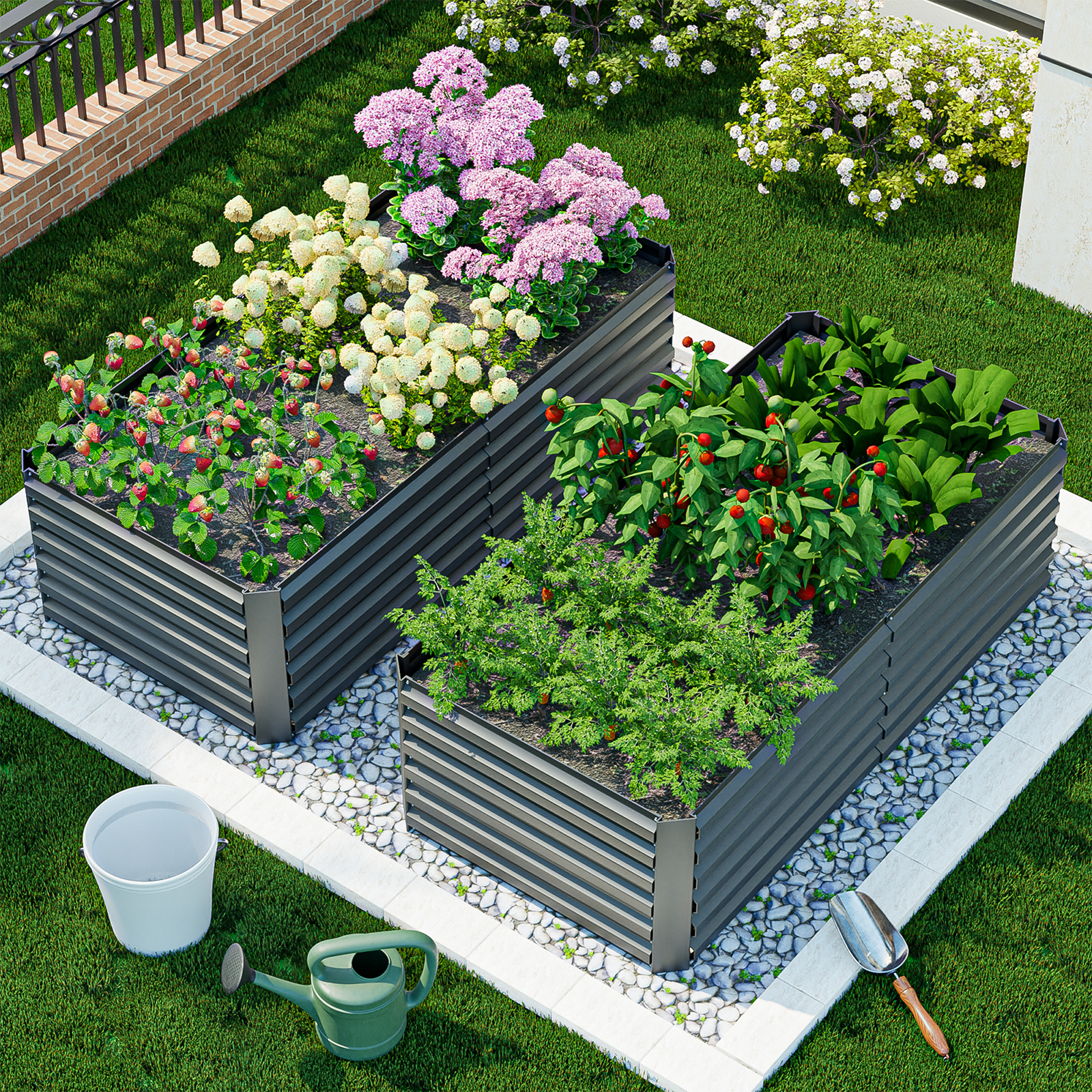 FOOWIN Metal Raised Garden Bed, 8x4x2ft, 2-Pack photo 4