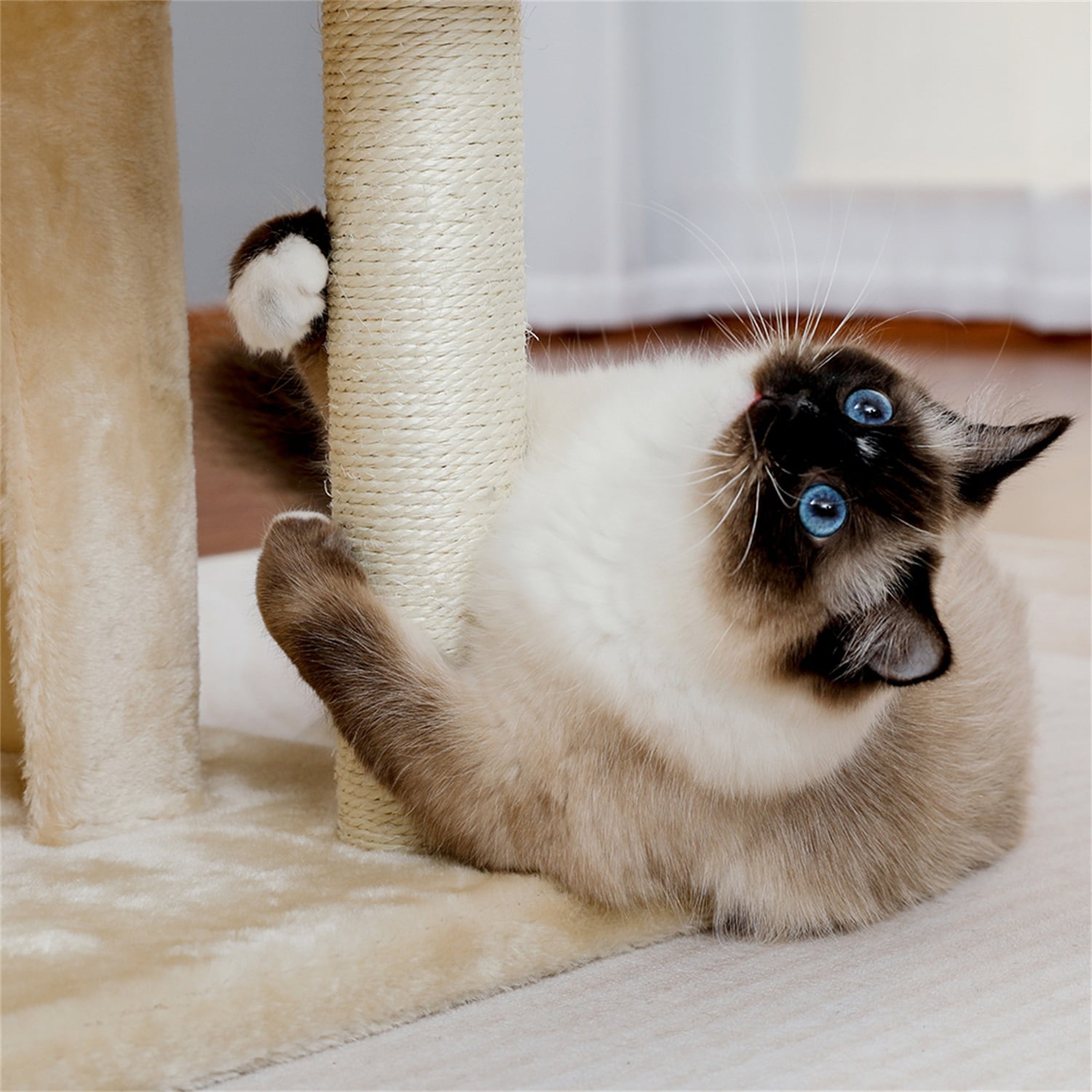 Pefilos 33" Cat Tree for Adult Cats Cat Tree Tower for Indoor Cats with Sisal Scratching Posts, Scratching Board, Plush Perch, Cat Condo for Outside Kitty Kitten Play House, Beige Pefilos 33" Cat Tree for Adult Cats Cat Tree Tower for Indoor Cats with Sisal Scratching Posts, Scratching Board, Plush Perch, Cat Condo for Outside Kitty Kitten Play House, Beige