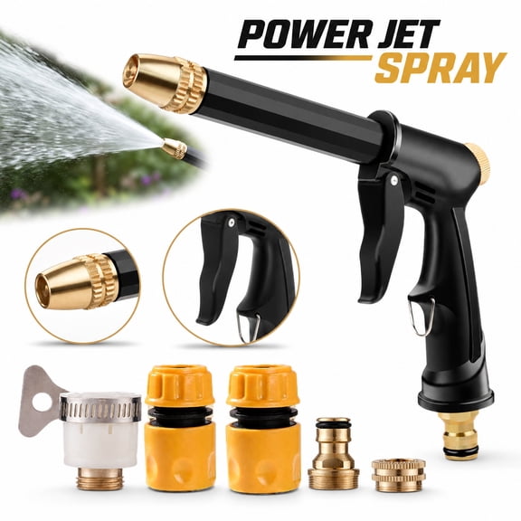 High Pressure Garden Hose Nozzle, Garden Hose Quick Connect Fittings, Water Sprayer for Hose, Pressure Nozzle for Garden Hose, 8X7 in Household Water Pressure Gun Set, 5 Included