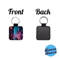 thumbnail image 4 of Futuristic City Alley Night Glowing Signs Faux Leather Square Keychain, 4 of 7