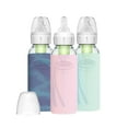 thumbnail image 2 of Dr. Brown's Natural Flow Anti-Colic Options+ Narrow Glass Baby Bottle, 8oz, Pink/Glow Sleeves, 3 Pack, 2 of 6