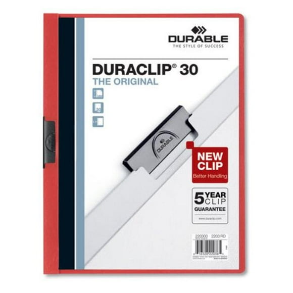 Durable DBL220303 8,5 x 11 Po Couverture de Rapport DuraClip&44; Rouge
