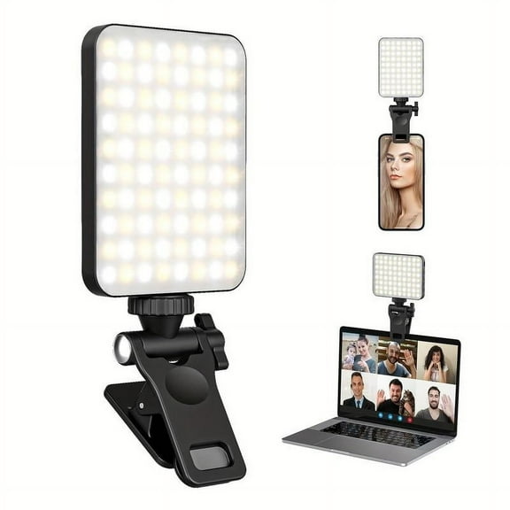 Selfie Light Portable Phone Fill Light Clip Rechargeable 2200mAh Clip-on Light, 60 LEDs, CRI 97 , 3 Light Modes Camera Lighting For Phone, IPhone, Webcam, TikTok, Photo, Makeup
