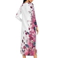 thumbnail image 4 of Women Fleece Zip Robe Long Sleeve Flannel Nightgown Warm Plush Sleepwear Floral Print Loungewear Winter Dress, 4 of 8